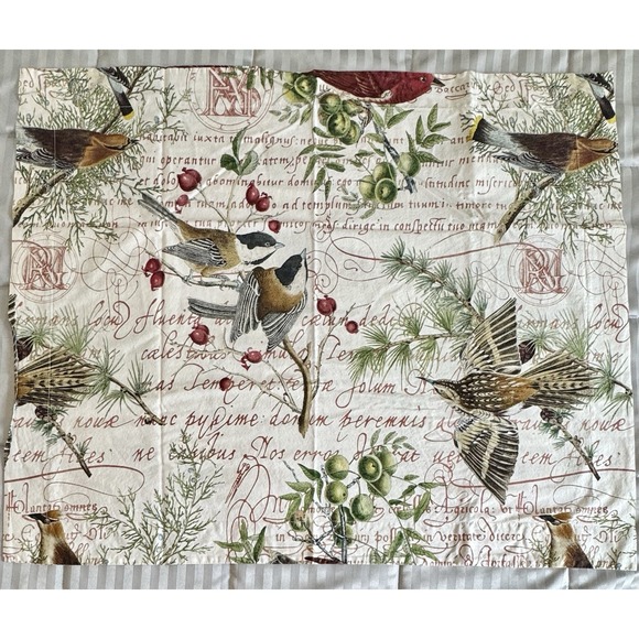 Pottery Barn Winter Bird Script Full Queen Duvet Cover & 2 Pillow Shams Cotton - Picture 4 of 7